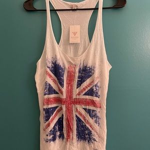 Brand New White Guess Tank Top w rhinestones